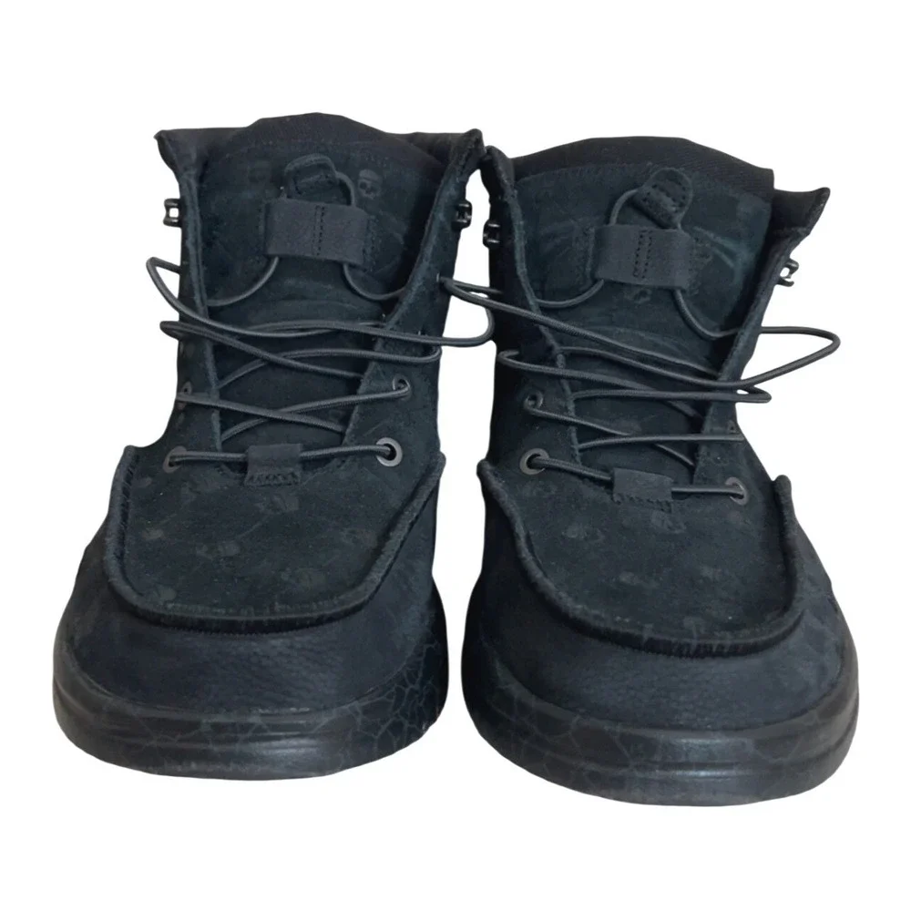 Jelly Roll x Hey Dude Leather Boots Bradley Black Skull Print Mens Sz 12